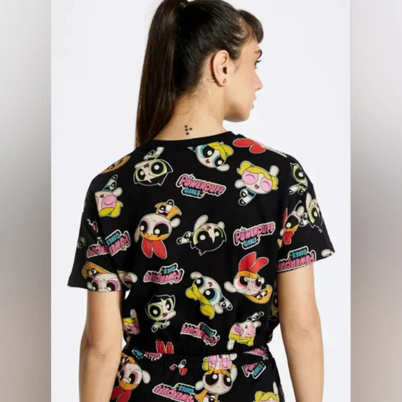 Powerpuff Girls Print Crew Neck Crop Top Short Sleeved Tee M - Picture 4 of 7